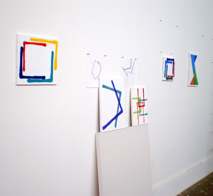 This image taken the summer of 2009 shows a view of Sjak Mark’s studio.  On the wall are works from the artist's Variation series.